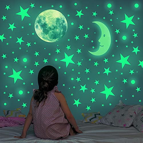 Glowing Ceiling Decals Stickers for Kids Wall Decals-Realistic Stars and Full Moon Shining Decoration Girls Boys 858 PCS Glow in The Dark Stars Wall Stickers Glowing Ceiling Decals Stickers for Kids Wall Decals-Realistic Stars and Full Moon Shining Decoration Girls Boys 858 PCS Glow in The Dark Stars Wall Stickers
